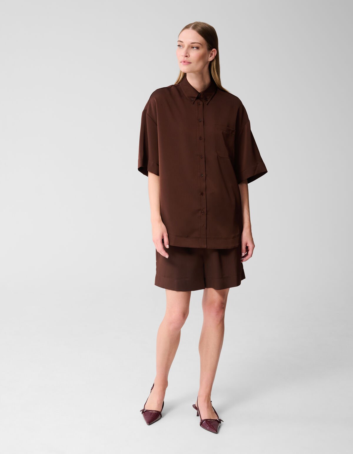 Oversized Blouse Donkerbruin SHOEBY WOMEN