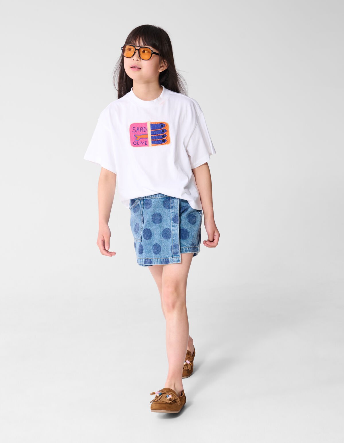 Sardine Embroidery T-shirt Wit SHOEBY GIRLS