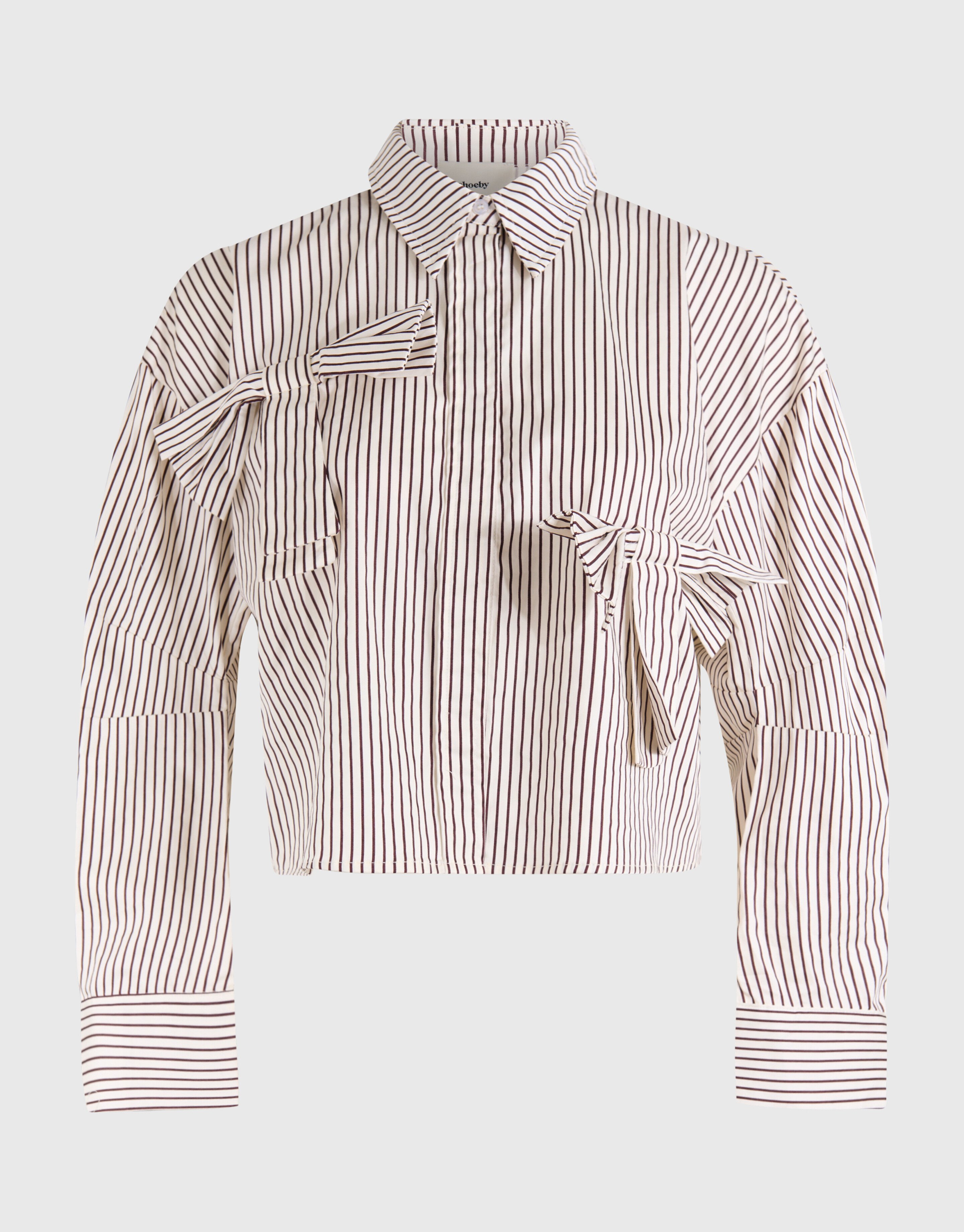 Pinstripe Strik Blouse Wit/Rood SHOEBY WOMEN