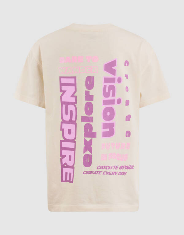 Dare To Wander Artwork T-shirt Gebroken Wit SHOEBY GIRLS