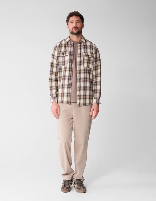 Ruiten Overhemd Lichtbruin SHOEBY MEN