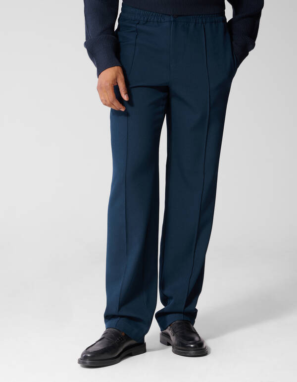 Twill Pintuck Broek Donkerblauw SHOEBY MEN
