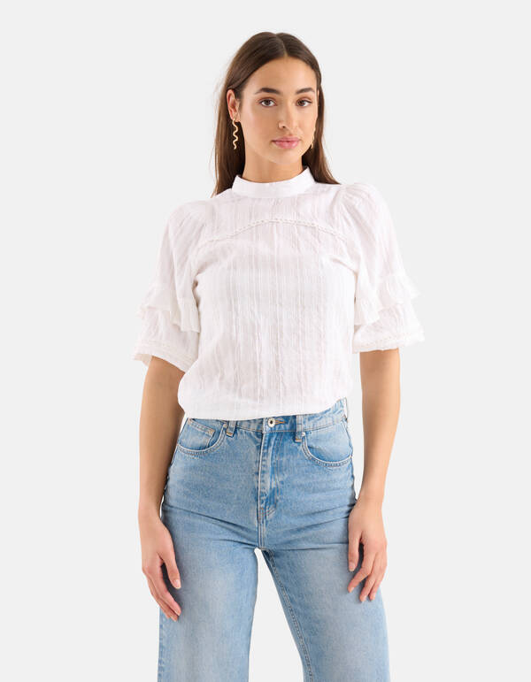 Ruffle Blouse Wit SHOEBY WOMEN