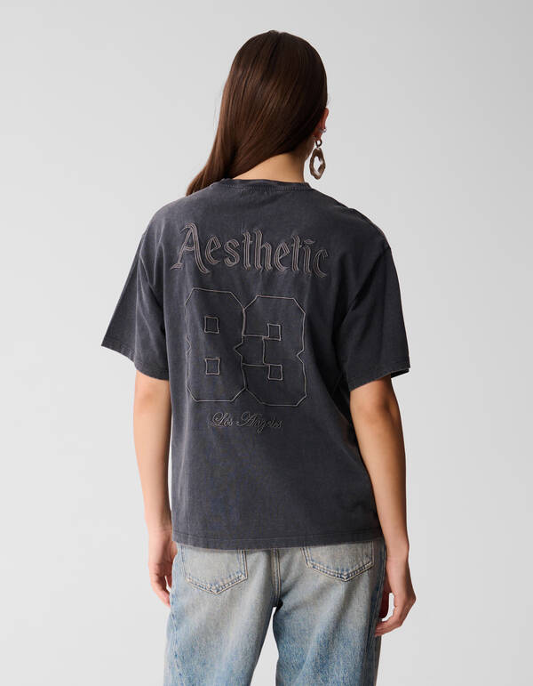 Aesthetic Washed T-shirt Donkergrijs SHOEBY WOMEN