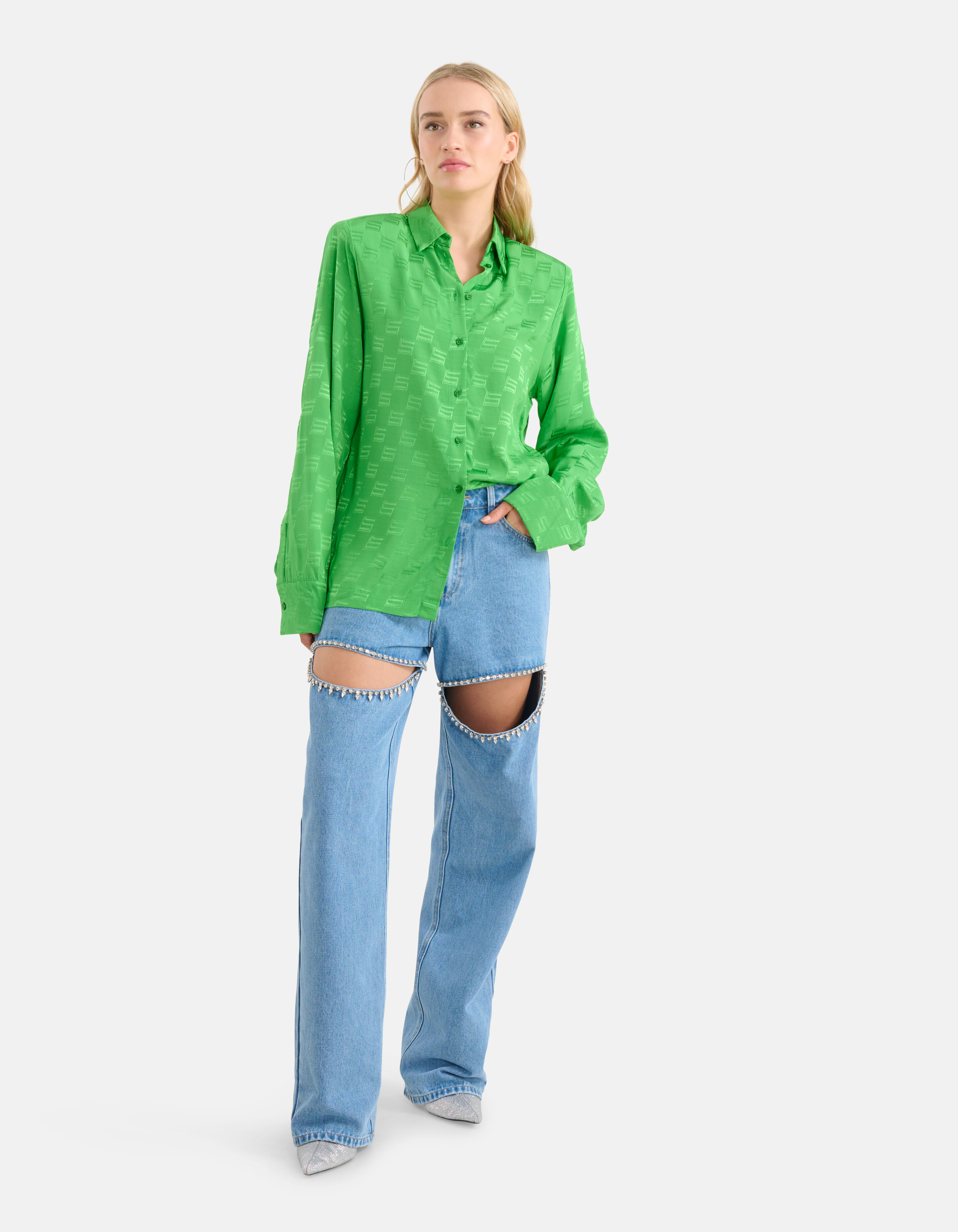 Jacquard Blouse Groen SHOEBY WOMEN
