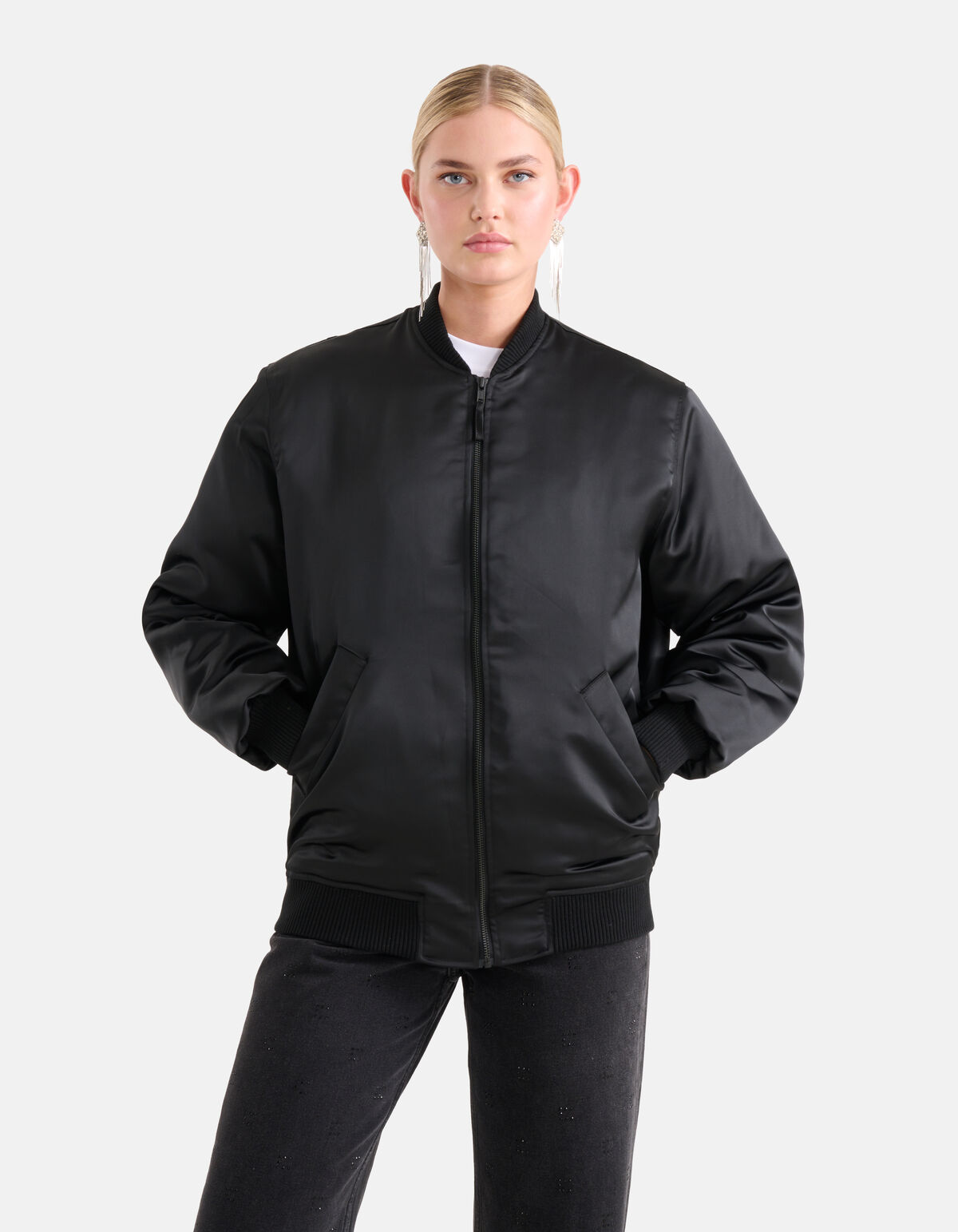 Satijnen Bomberjack Zwart SHOEBY WOMEN