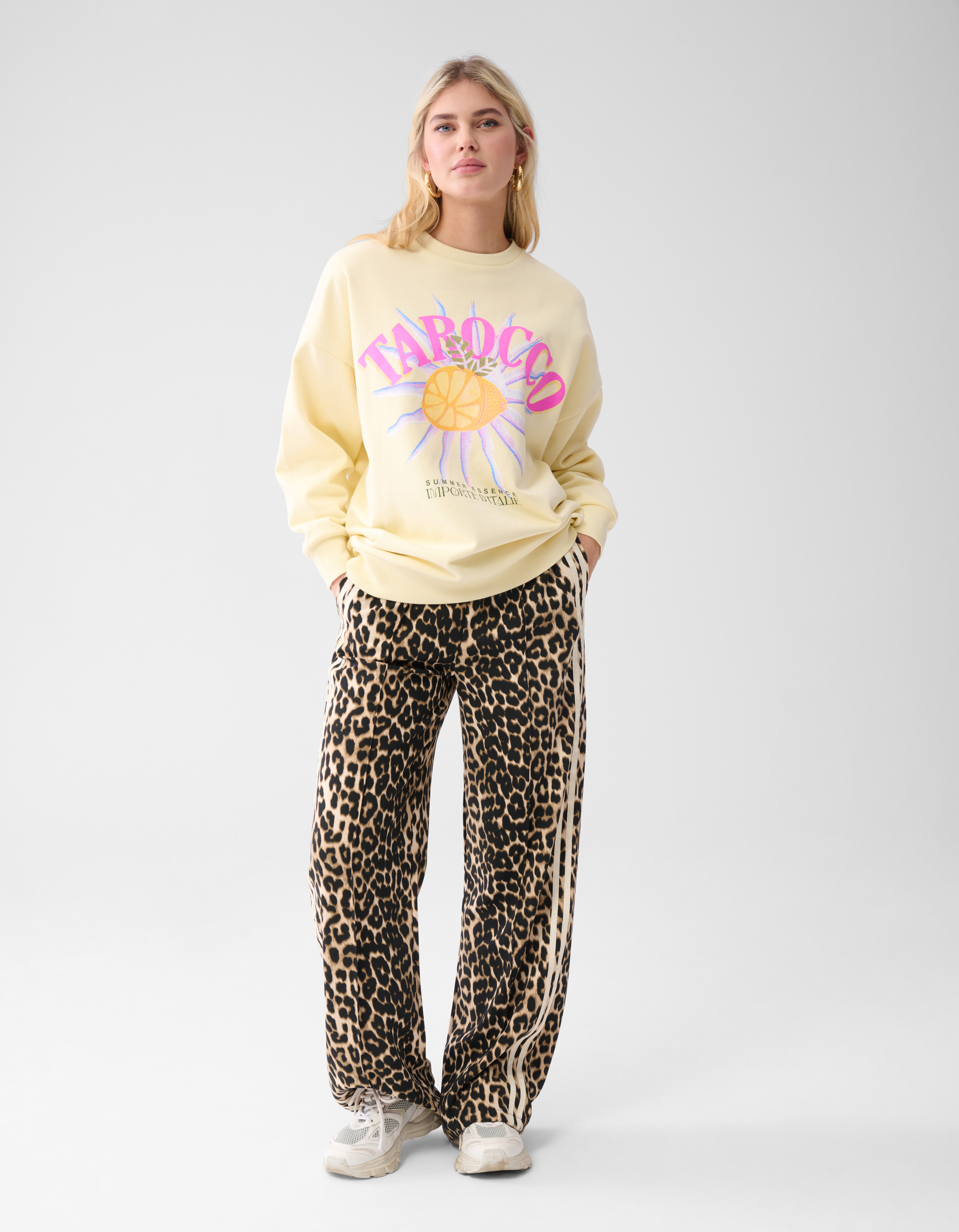 Leopard Sporty Wide Leg Broek Bruin SHOEBY WOMEN