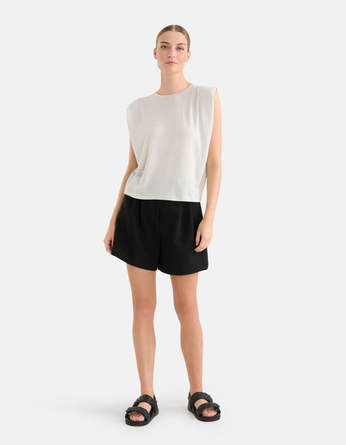 Glitter T-shirt Gebroken Wit SHOEBY WOMEN