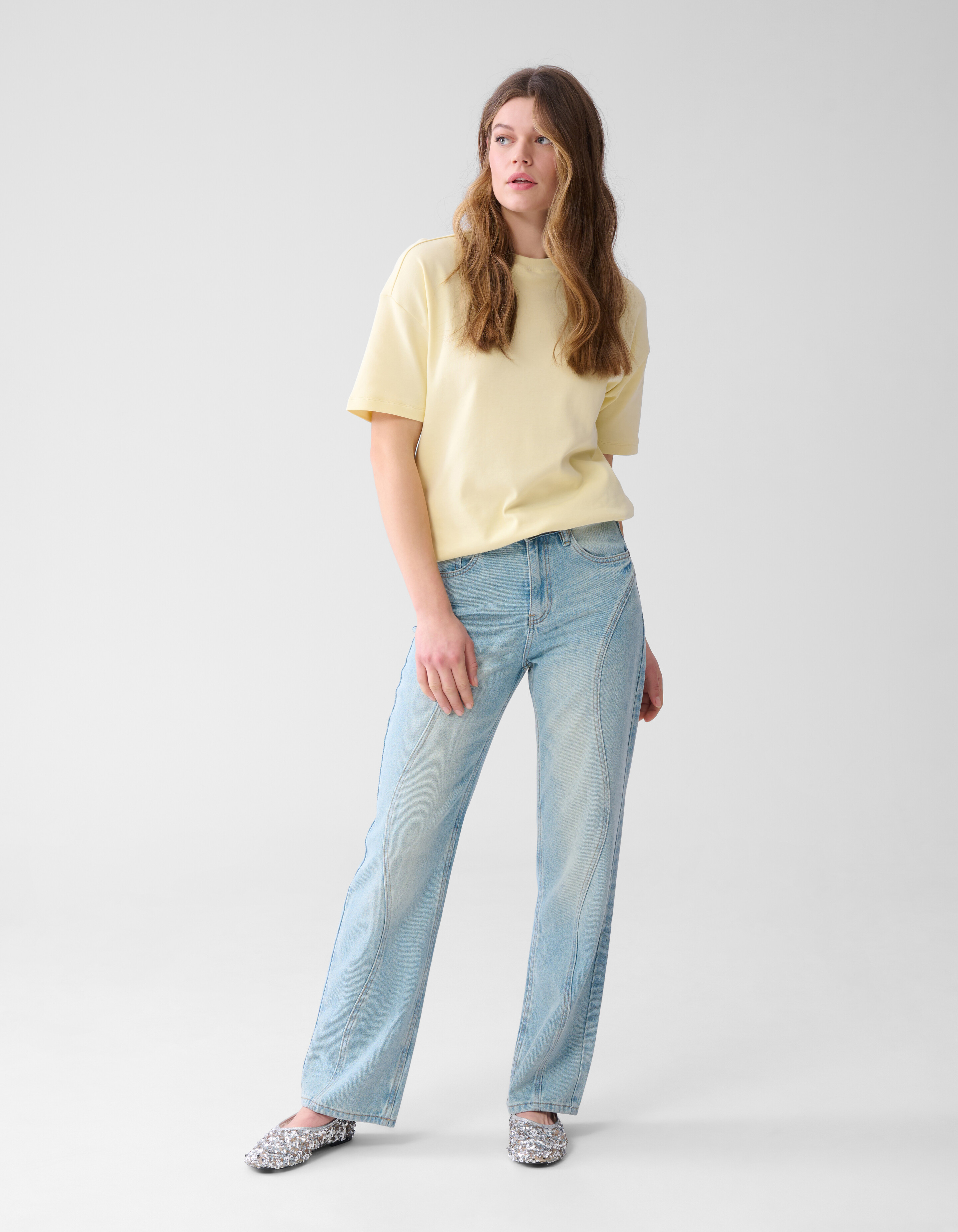 Oversized Basis T-shirt Lichtgeel SHOEBY WOMEN