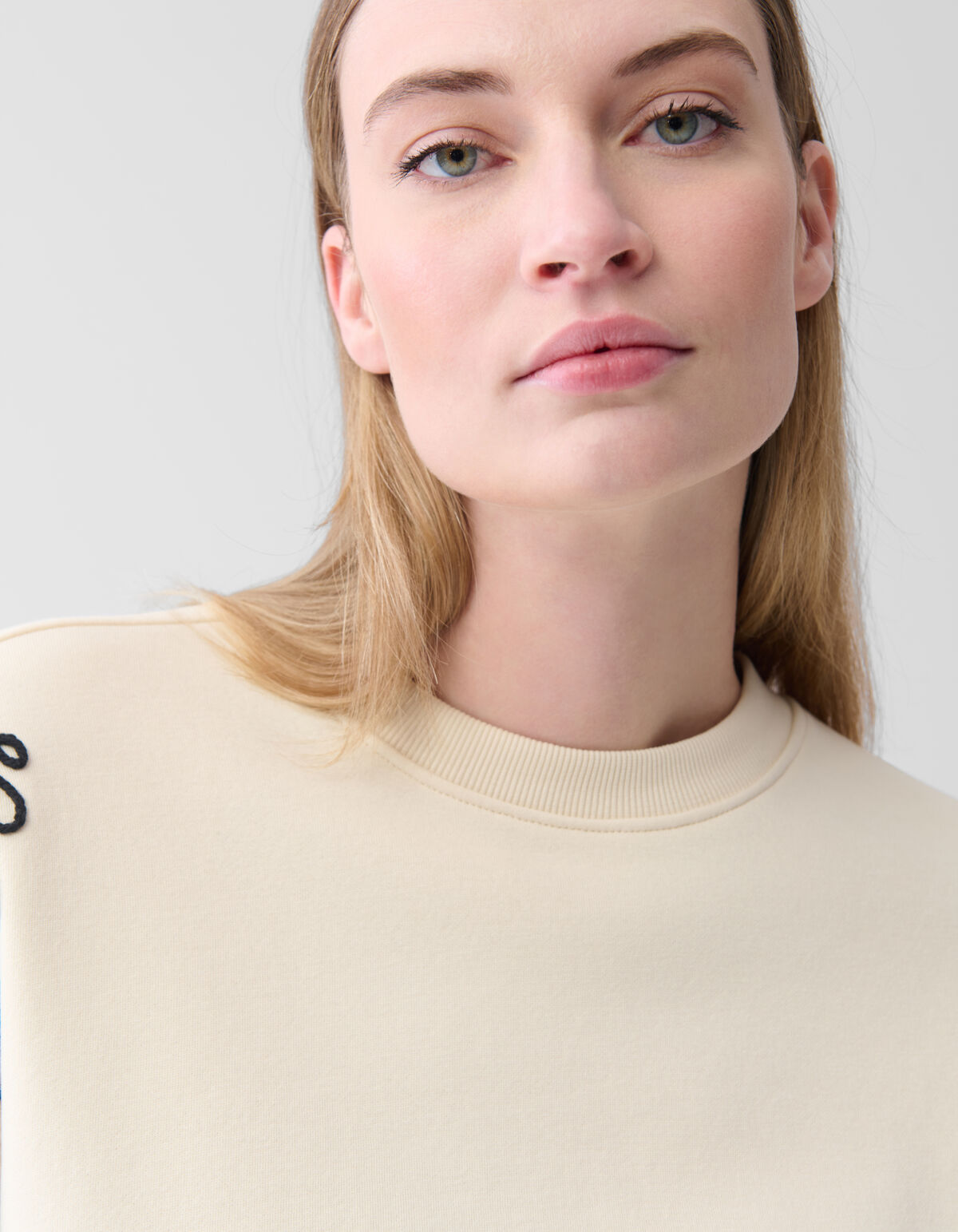 Embroidery Artwork Sweater Gebroken Wit SHOEBY WOMEN