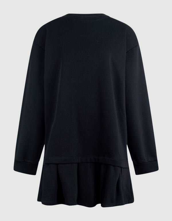 Oversized Sweat Ruffle Jurk Zwart By Fred SHOEBY WOMEN