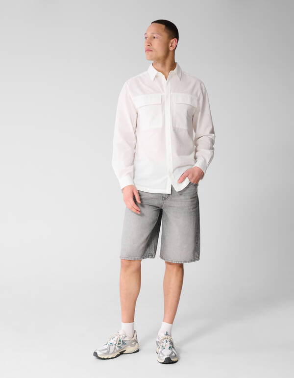 Seersucker Overhemd Wit SHOEBY MEN