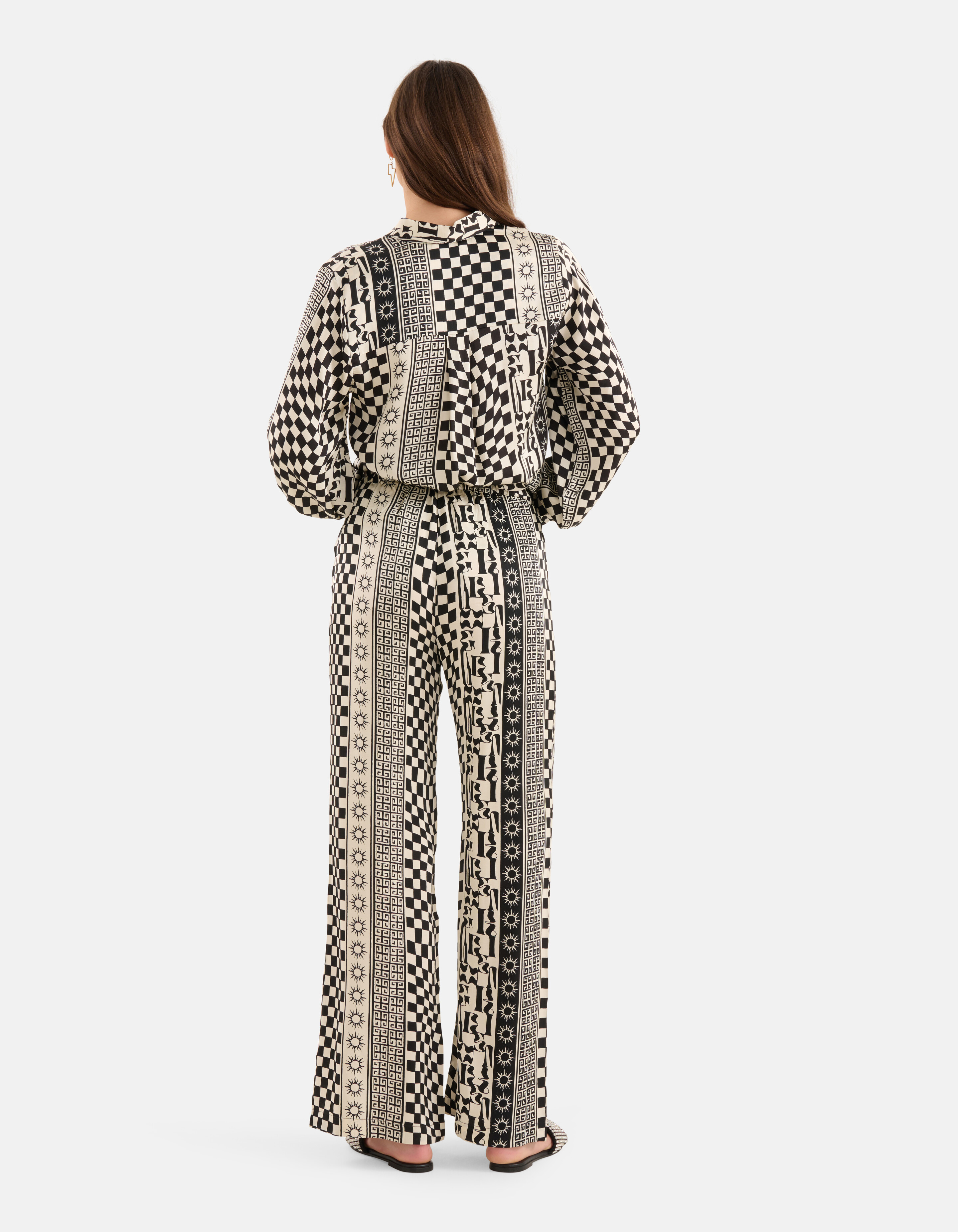Printed Broek Zwart/Gebroken Wit SHOEBY WOMEN