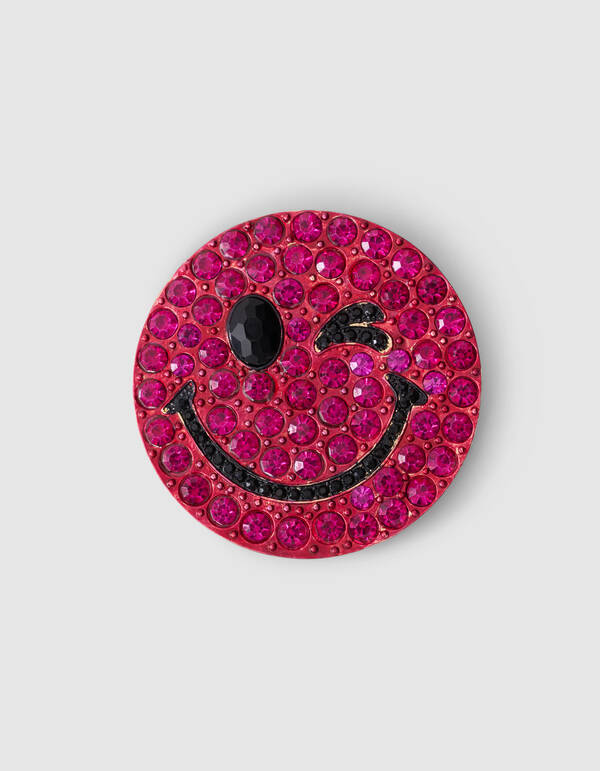Smiley Broche Donkerroze By Fred SHOEBY ACCESSOIRES