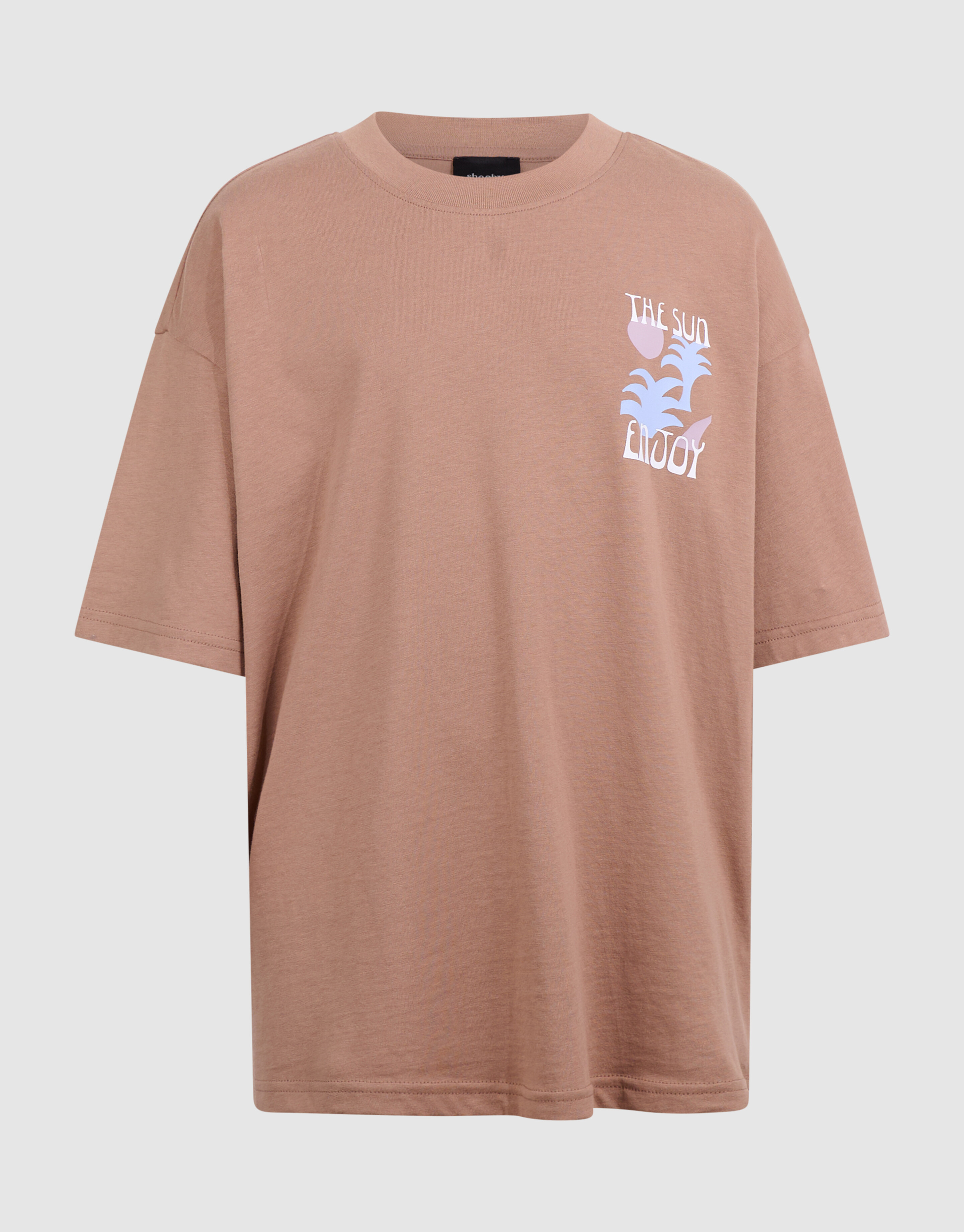 Oversized Sun Artwork T-shirt Lichtbruin SHOEBY BOYS