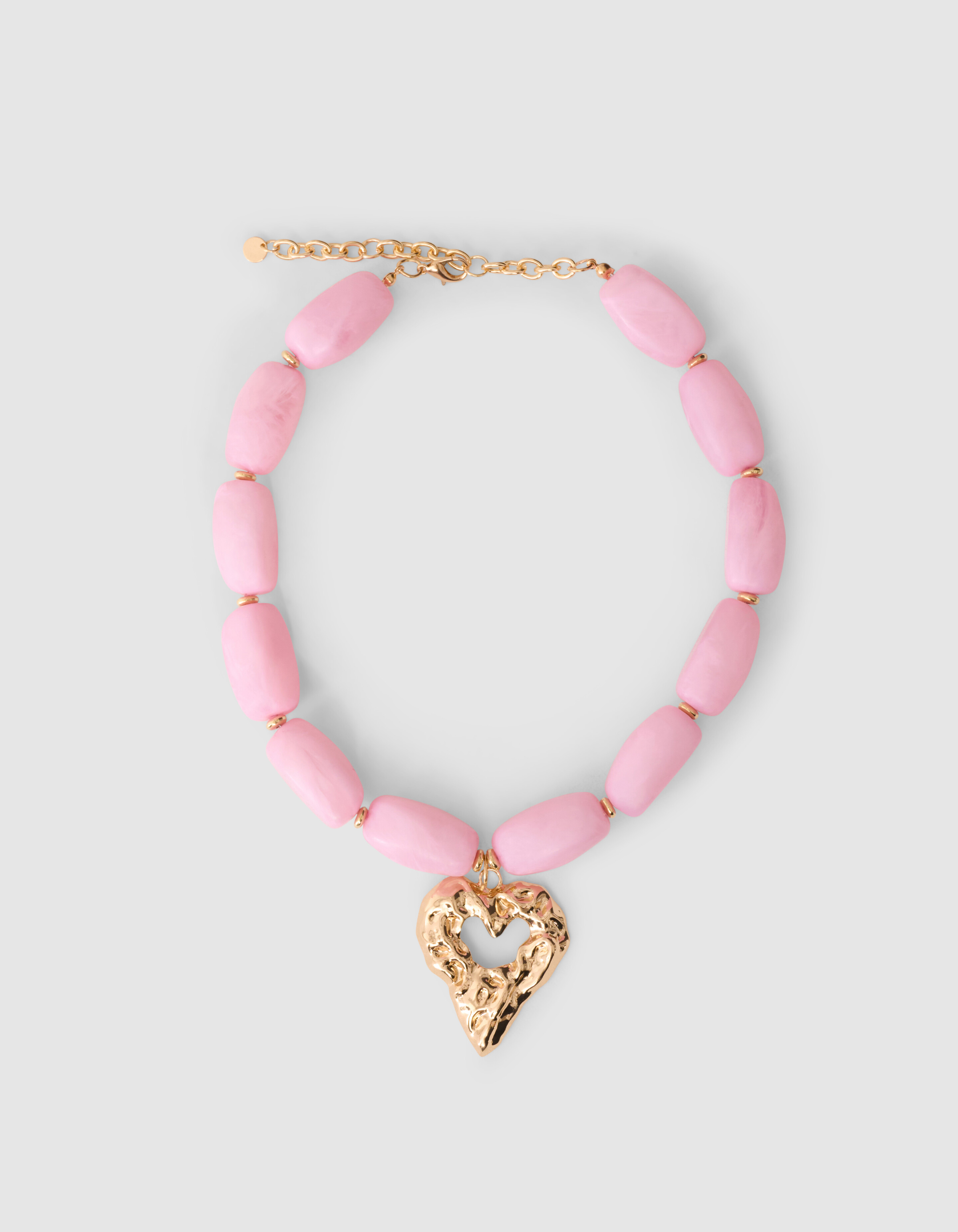 Beaded Heart Ketting Goud/Roze SHOEBY ACCESSOIRES