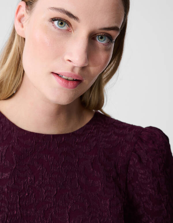 Jacquard Structuur Top Donkerrood SHOEBY WOMEN