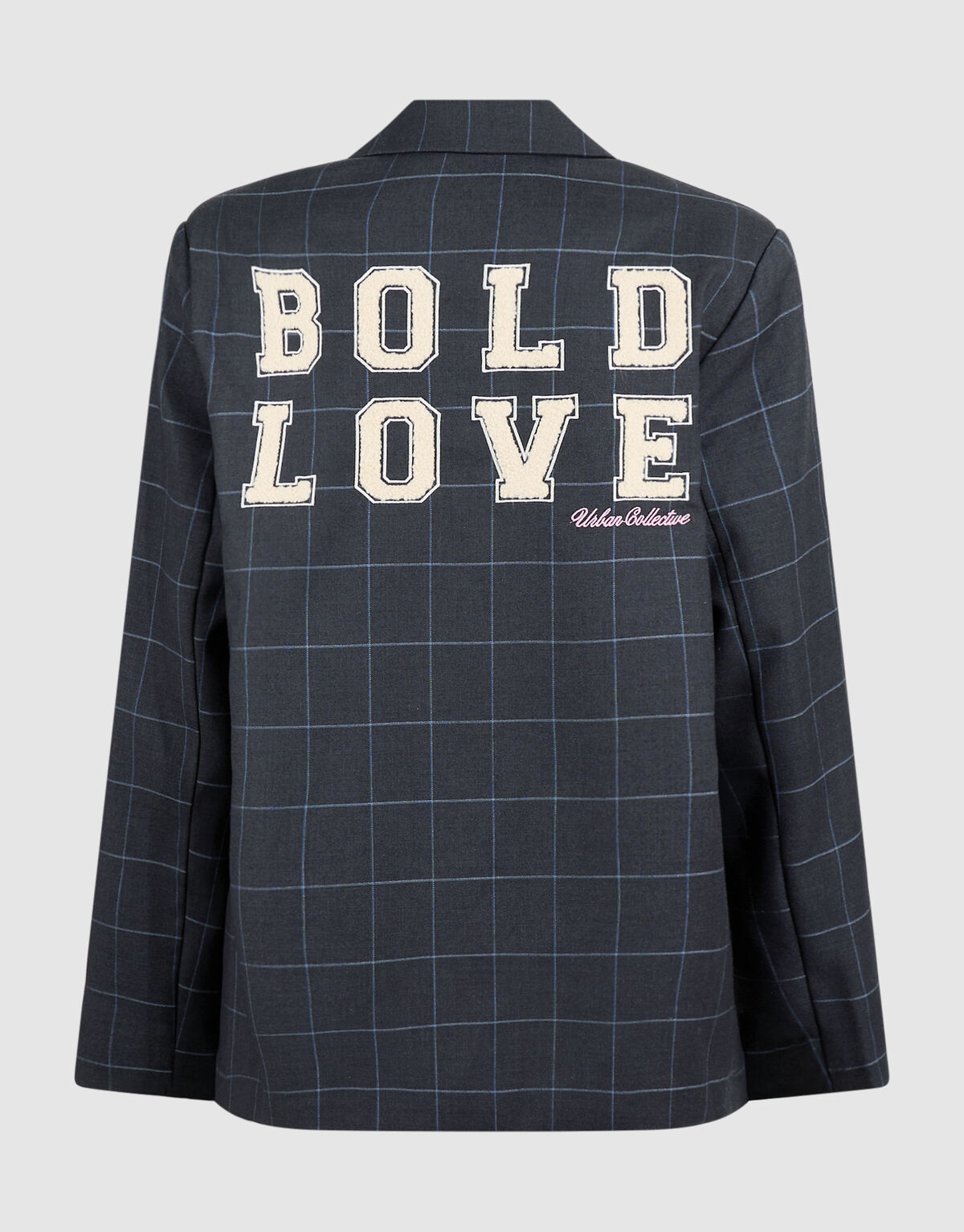 Relaxed Fit Ruiten Blazer Donkergrijs SHOEBY GIRLS
