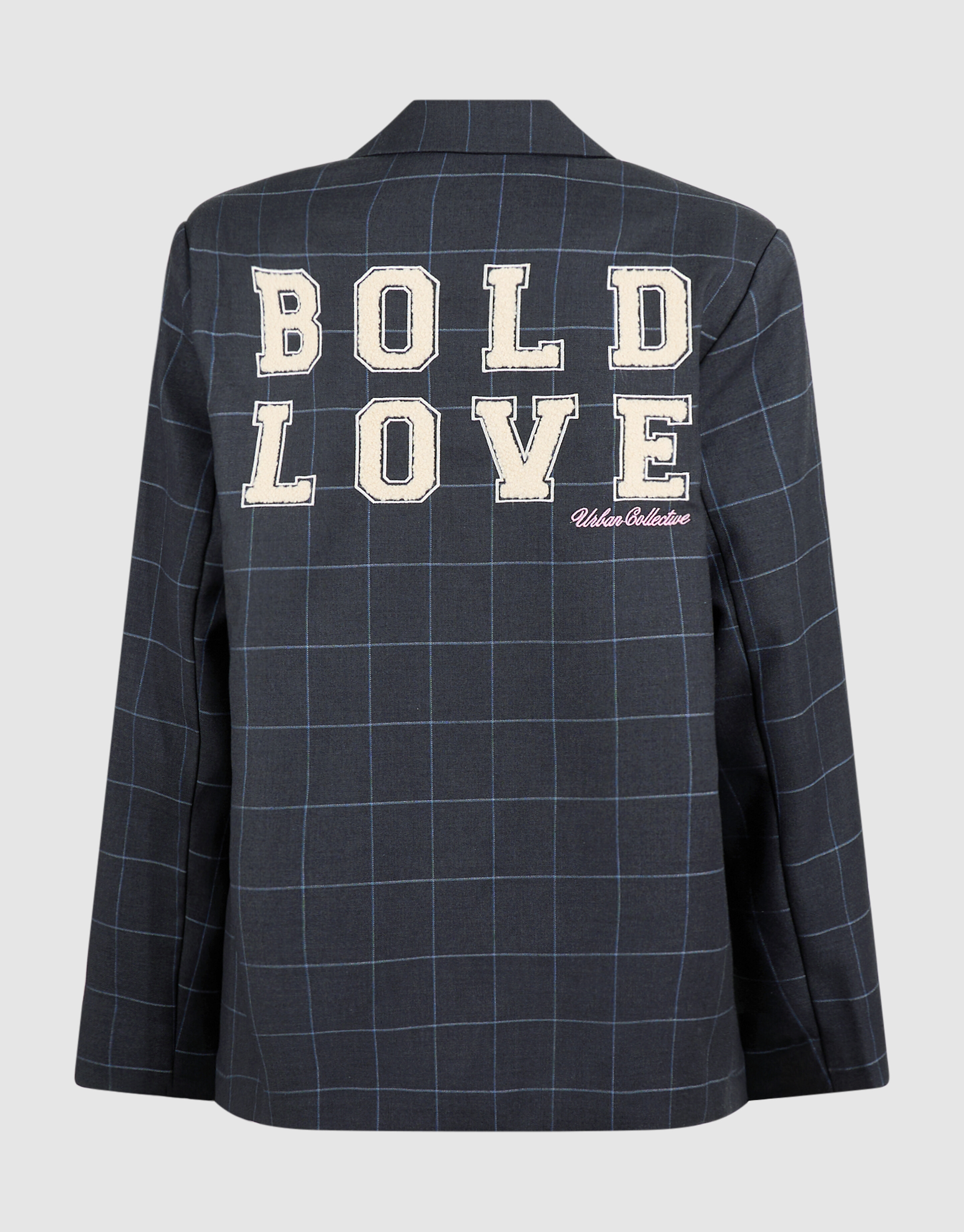Relaxed Fit Ruiten Blazer Donkergrijs SHOEBY GIRLS