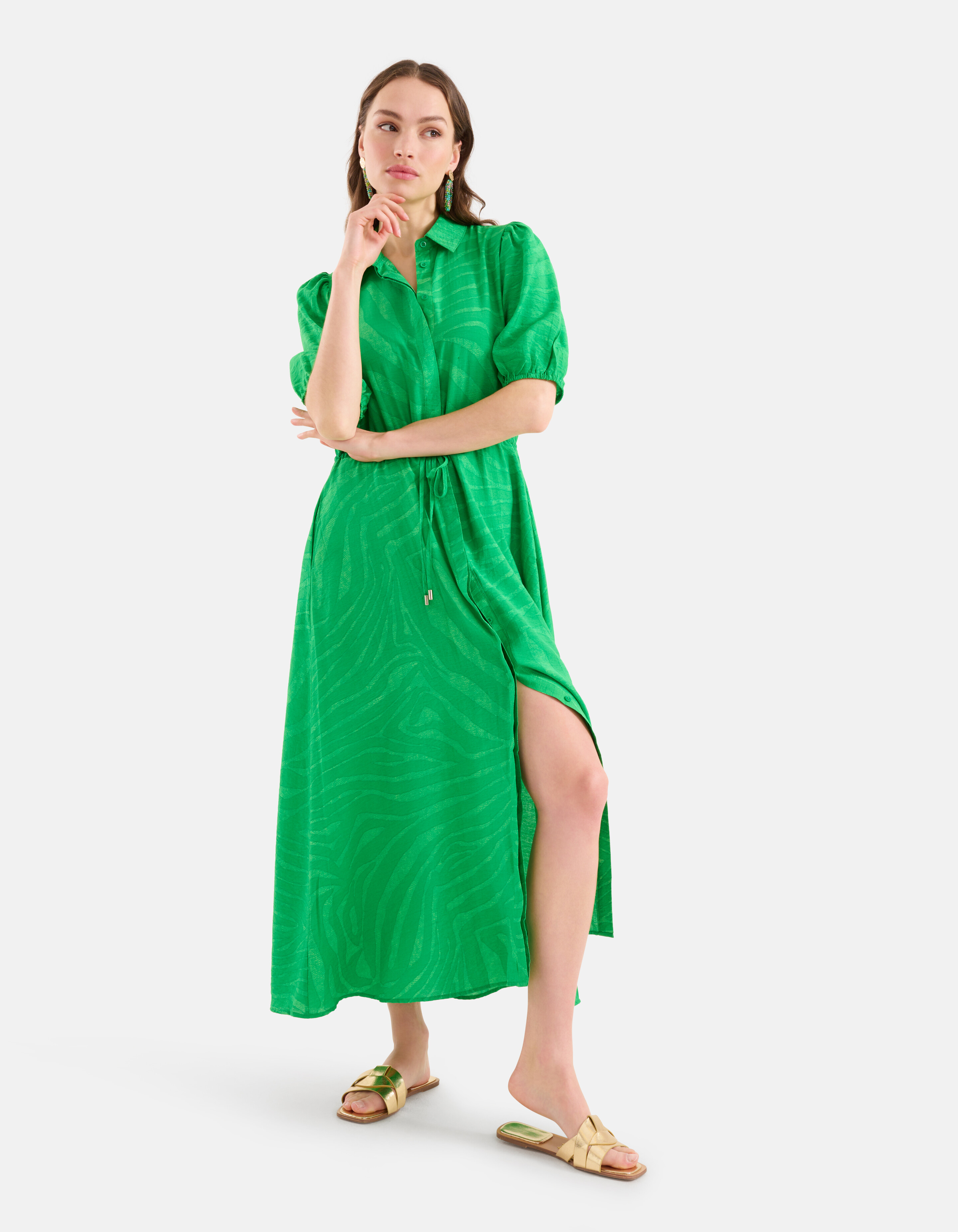 Zebra Print Maxi jurk Groen SHOEBY WOMEN
