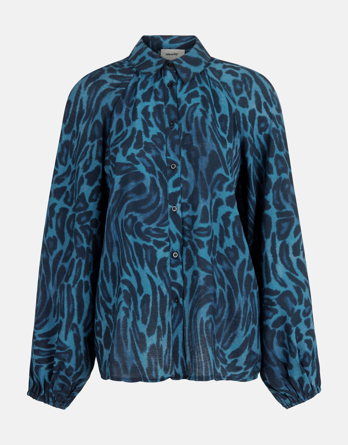 Leopard Print Blouse Blauw SHOEBY WOMEN