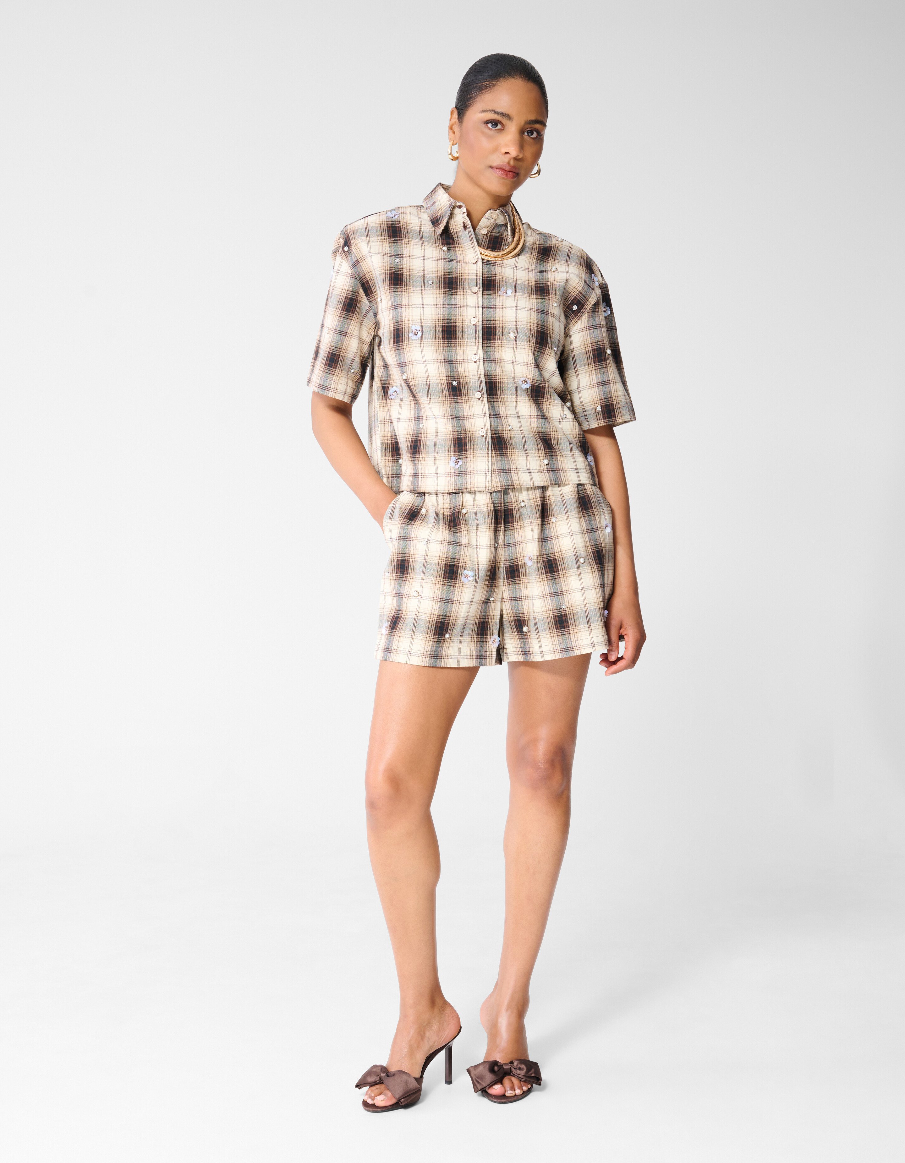 Ruiten Beaded Short Bruin SHOEBY WOMEN