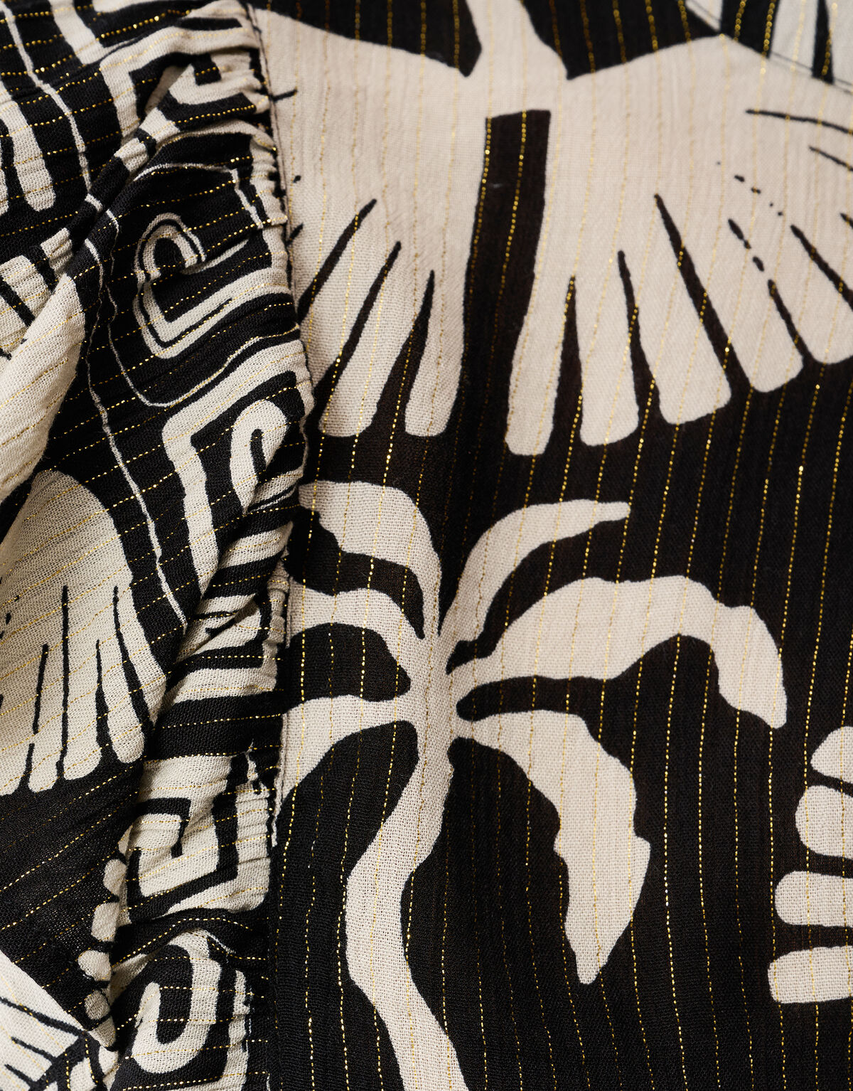 Printed Ruffle Top Zwart/Wit SHOEBY WOMEN