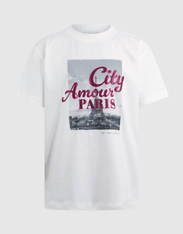 Paris Shiny Artwork T-shirt Gebroken Wit SHOEBY GIRLS