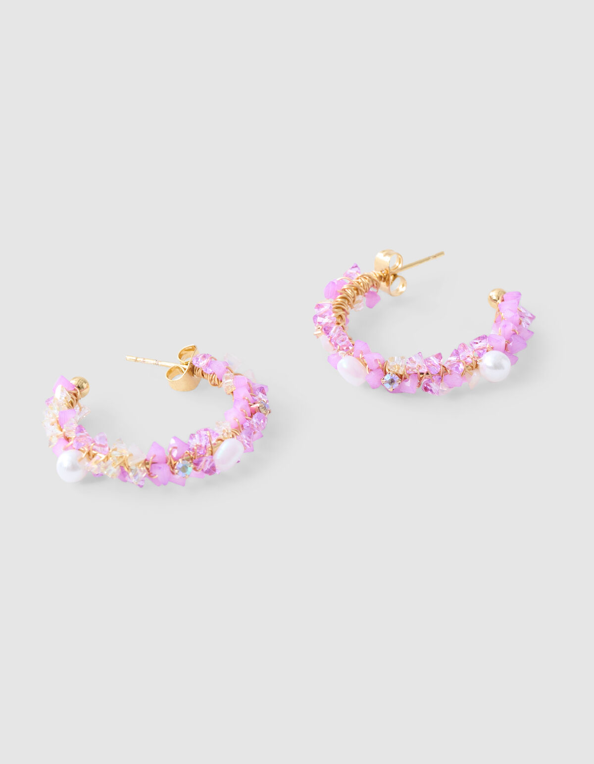 Beaded Hoop Oorbellen Roze SHOEBY ACCESSOIRES