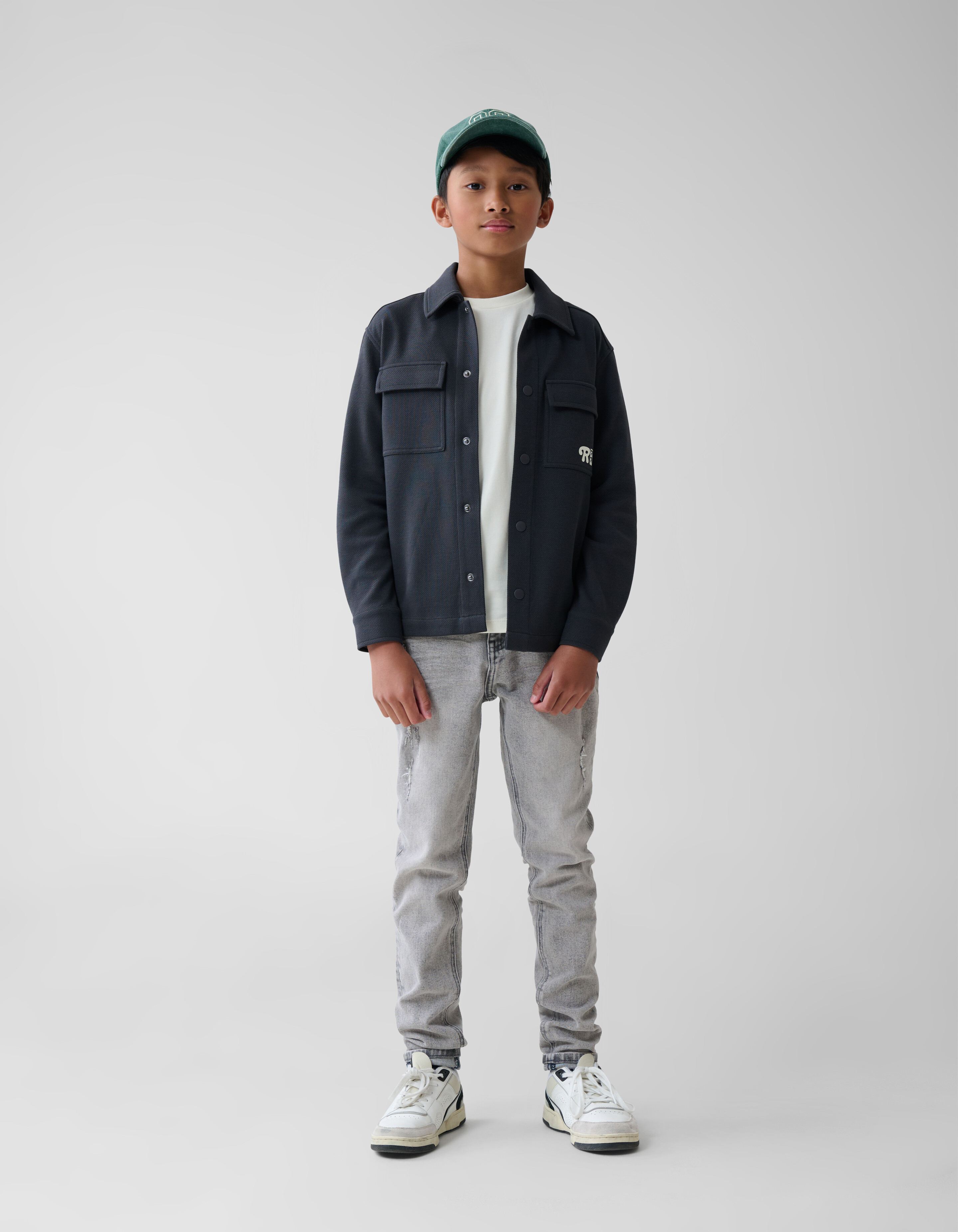 Printed Structuur Overshirt Donkergrijs SHOEBY BOYS