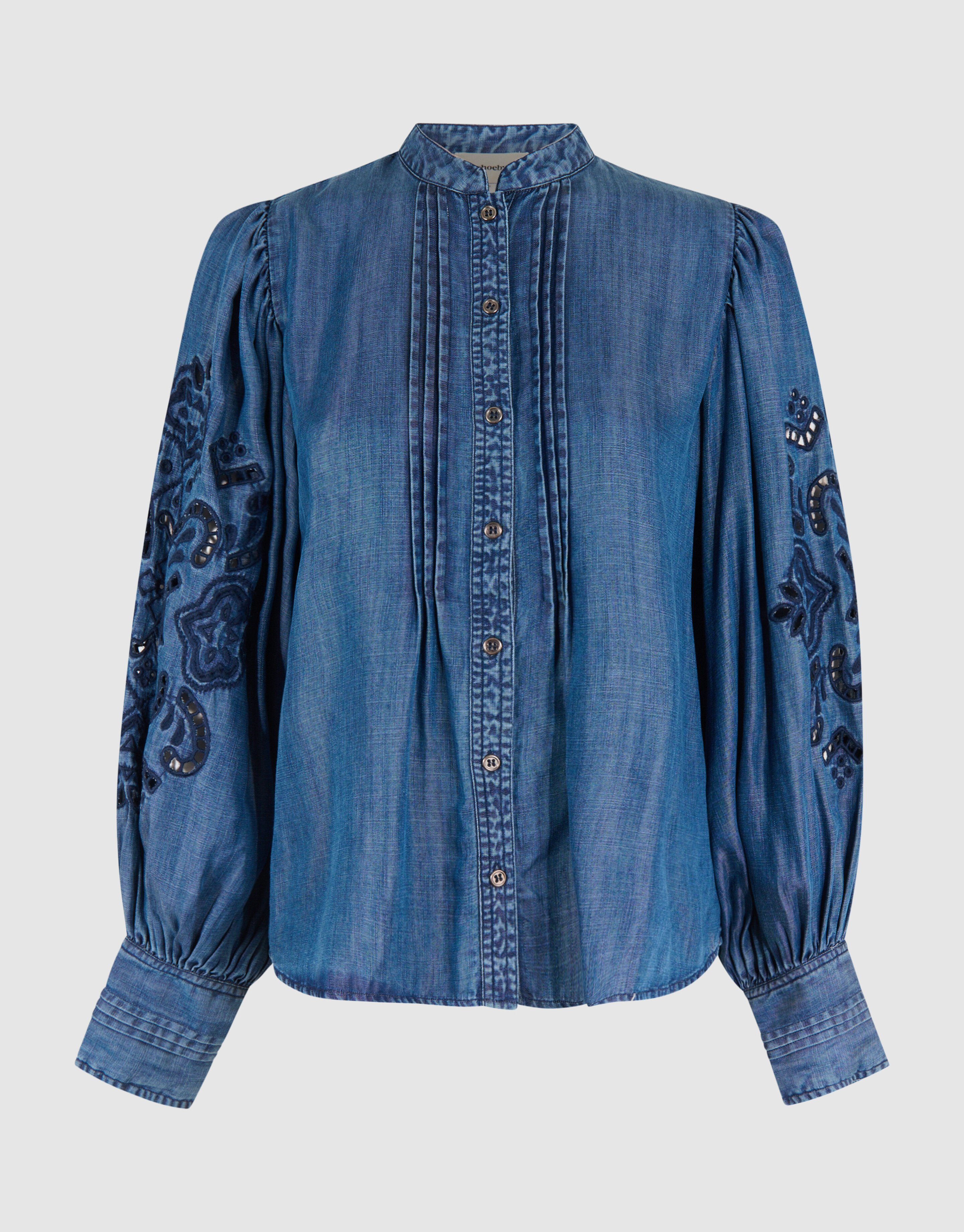 Pintuck Embroidery Blouse Blauw By Mieke SHOEBY WOMEN