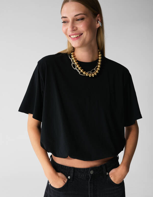 Oversized Balloon T-shirt Zwart SHOEBY WOMEN
