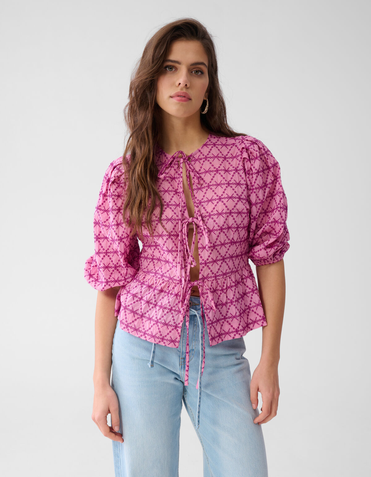 Printed Strik Blouse Roze SHOEBY WOMEN