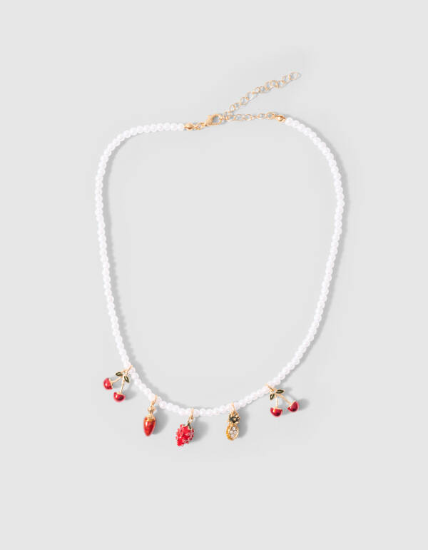Parel Fruit Ketting Wit/Goud SHOEBY ACCESSOIRES