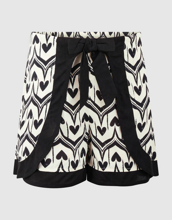 Heart Print Skort Gebroken Wit/Zwart SHOEBY GIRLS