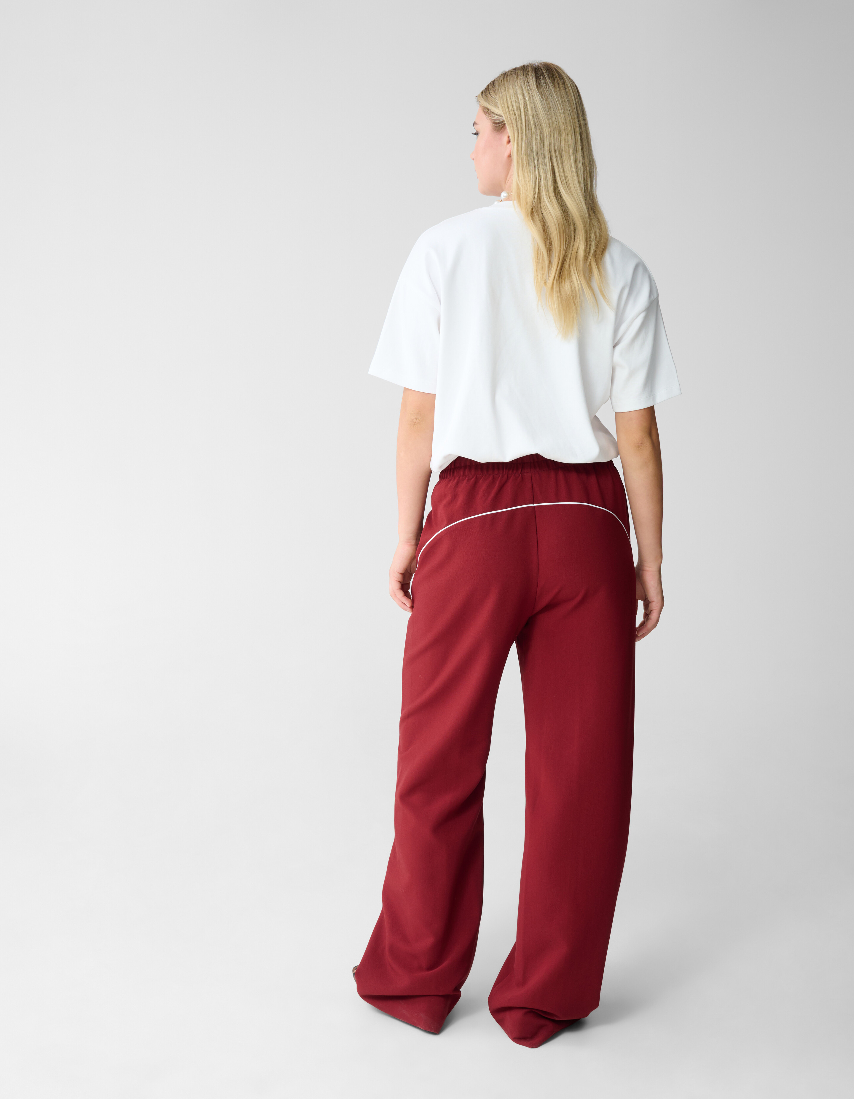 Sporty Wide Leg Broek Rood SHOEBY WOMEN