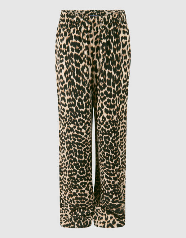 Twist Leopard Wide Leg Broek Bruin SHOEBY GIRLS
