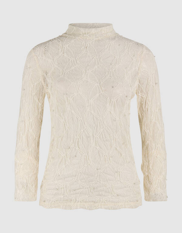 Mesh Parel Top Gebroken Wit SHOEBY WOMEN