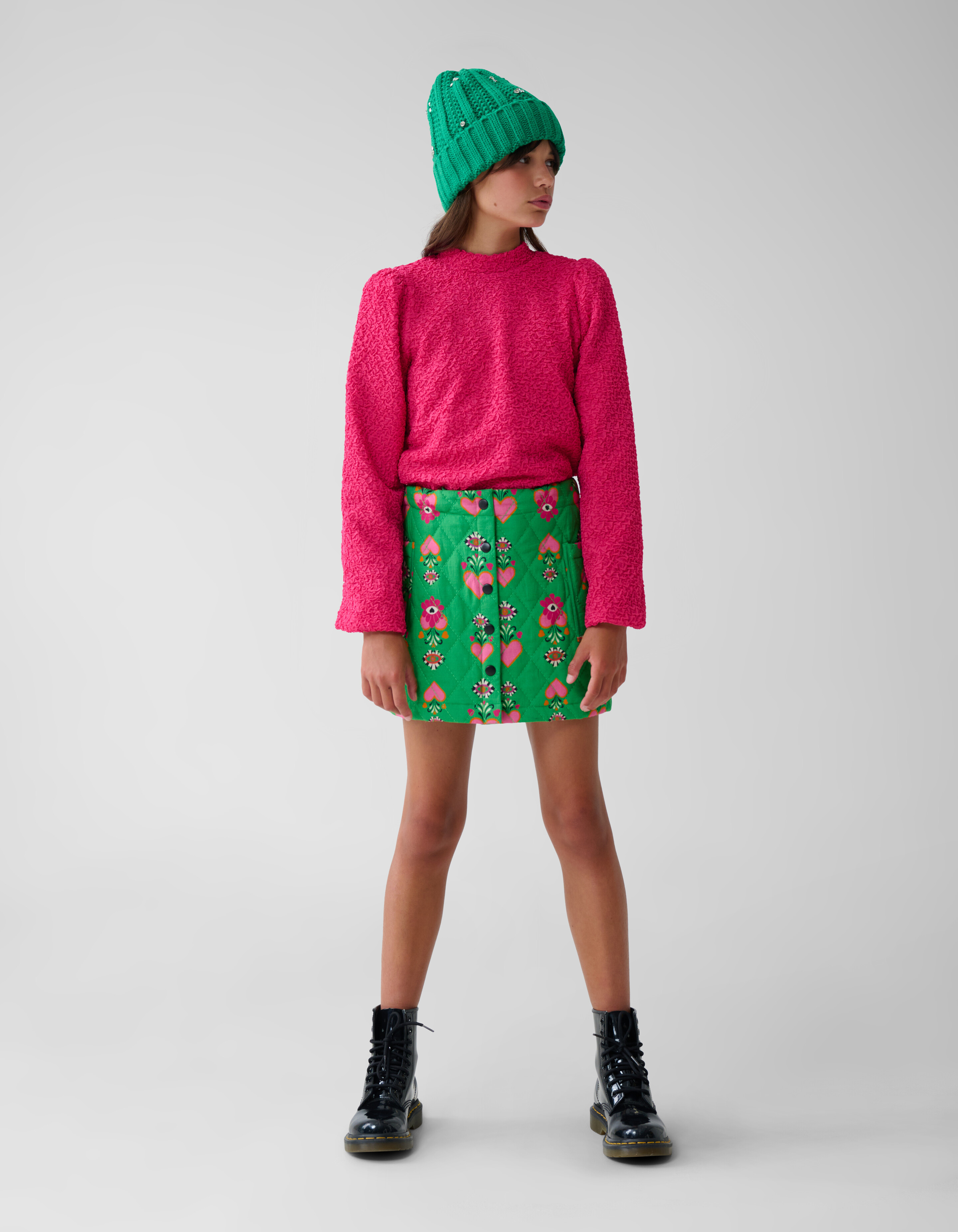 Quilted Mini Rok Groen SHOEBY GIRLS