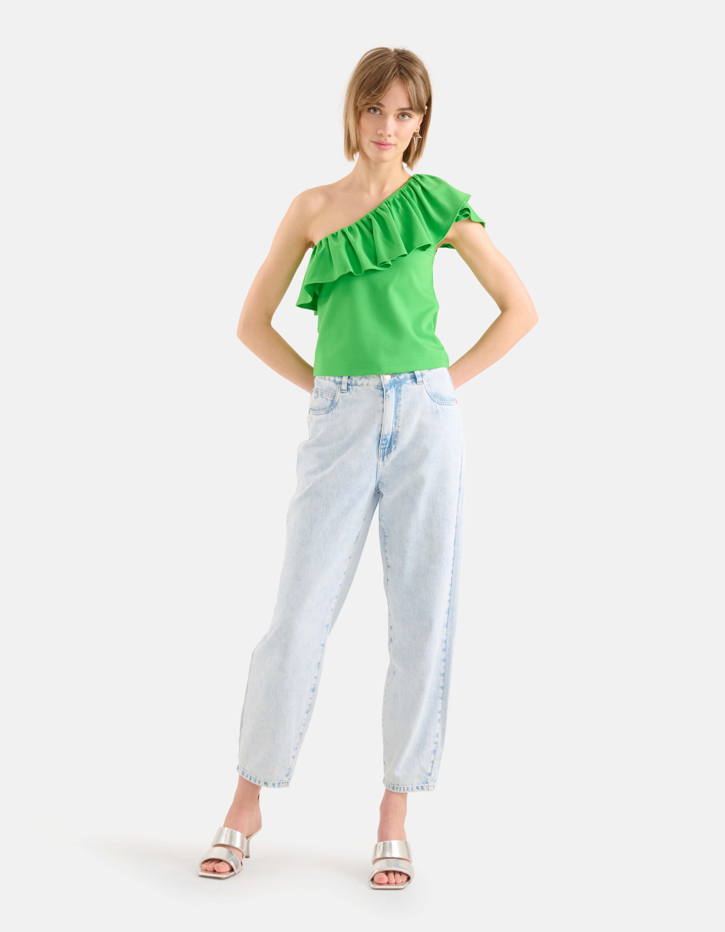 Ruffle Top Groen SHOEBY WOMEN