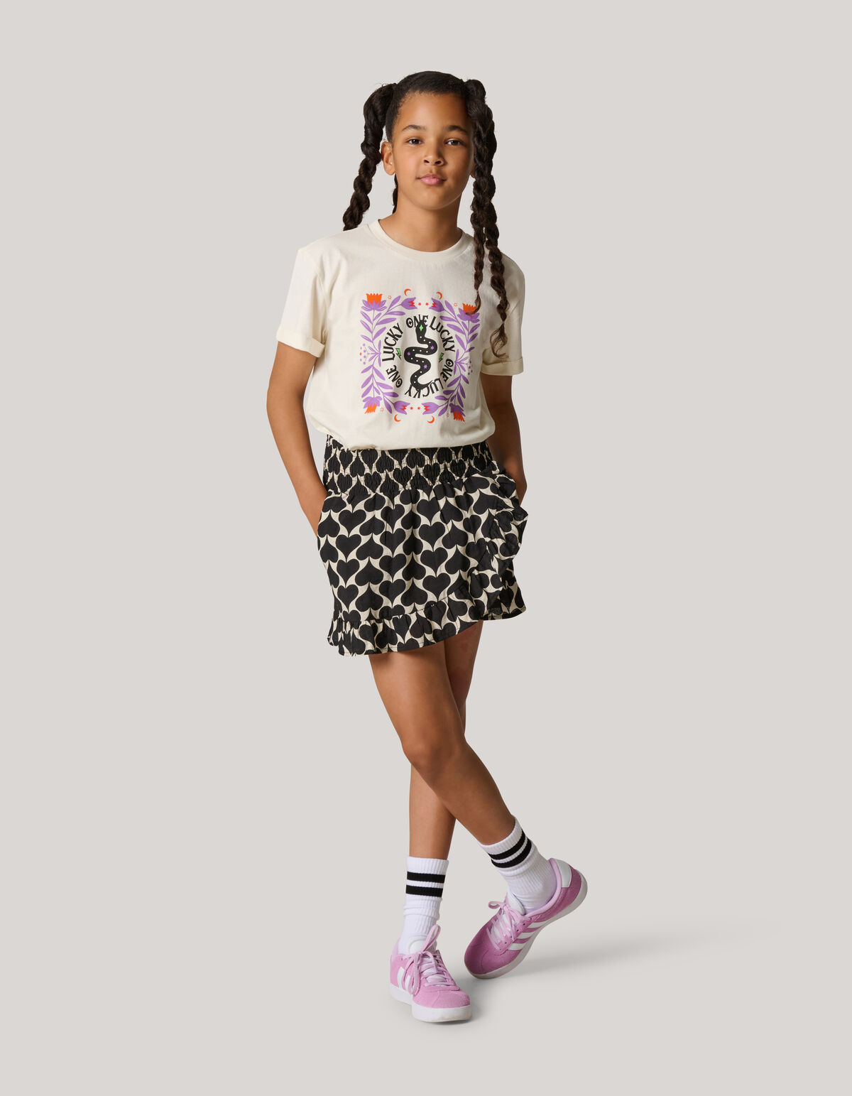 Printed Skort Zwart/Wit SHOEBY GIRLS