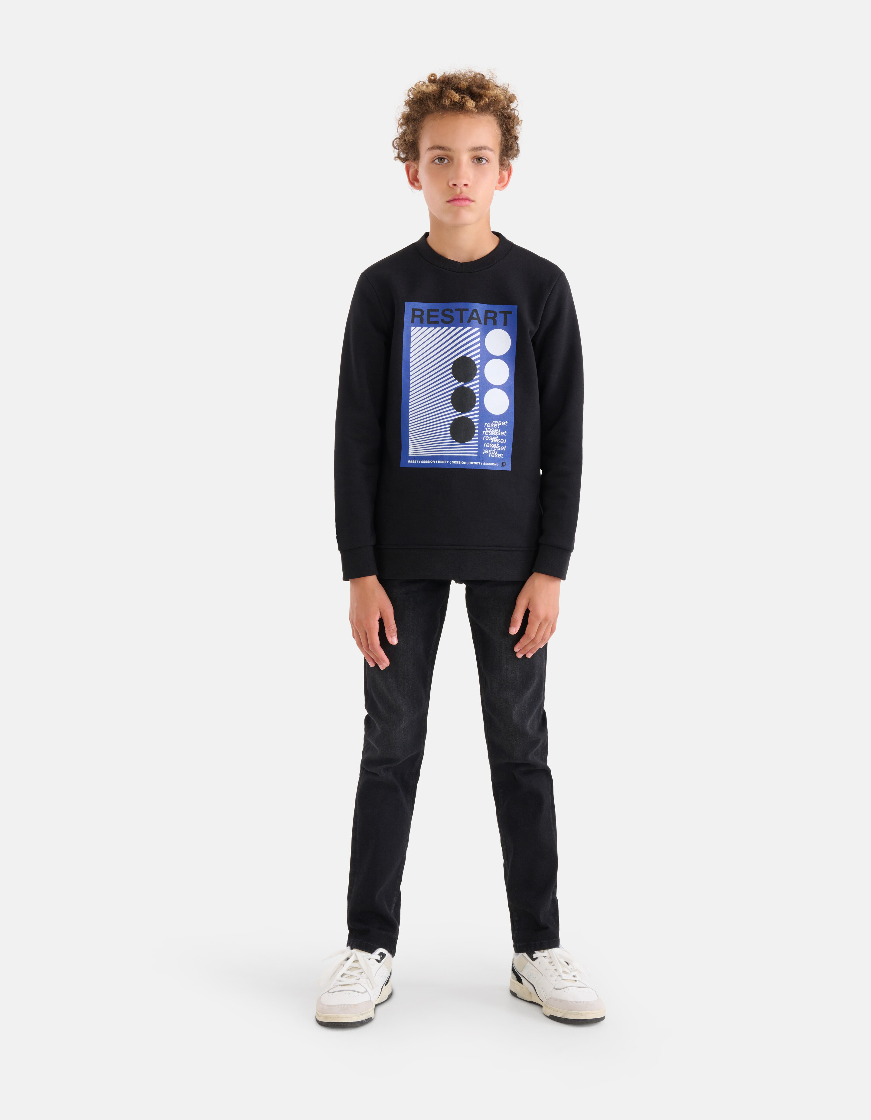 Grafische Retro Sweater Zwart SHOEBY BOYS