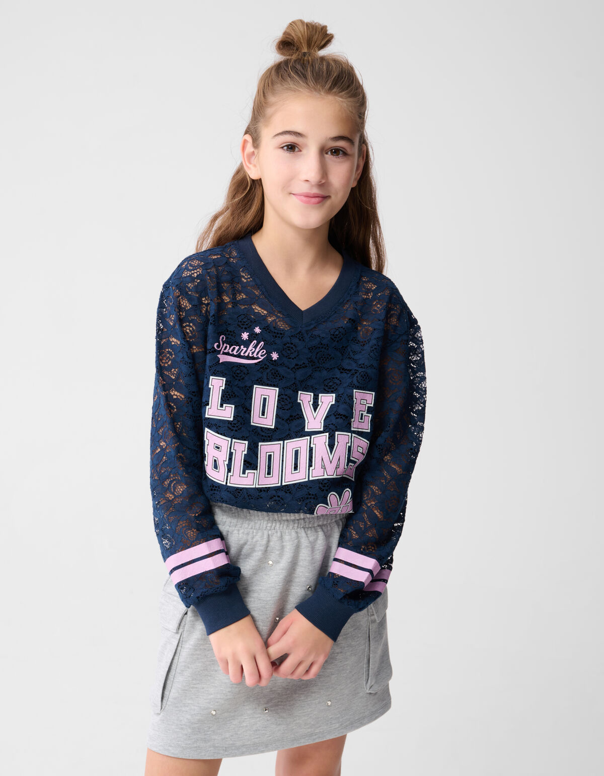 Kanten Baseball Top Donkerblauw SHOEBY GIRLS