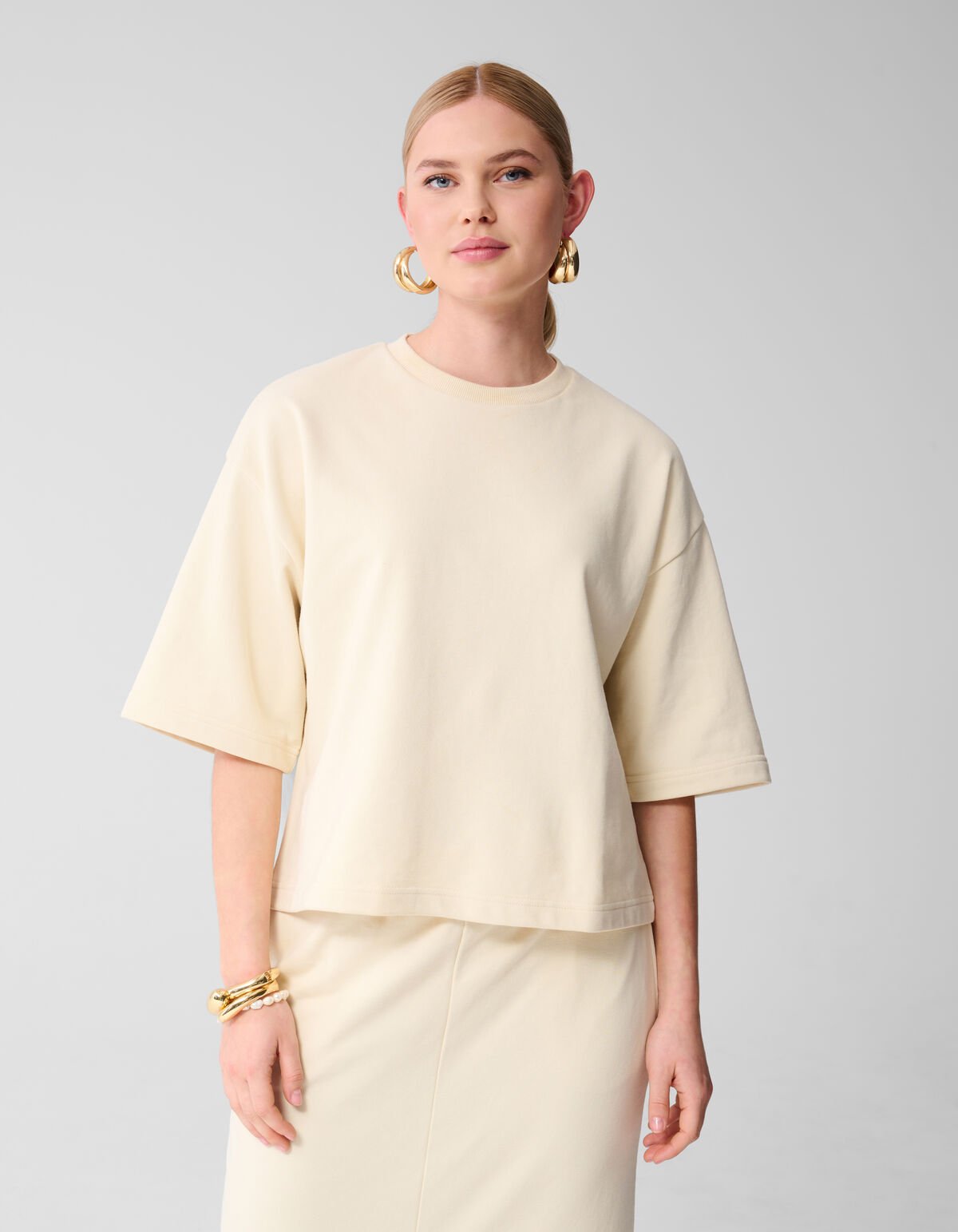 Oversized Sweat T-shirt Gebroken Wit SHOEBY WOMEN