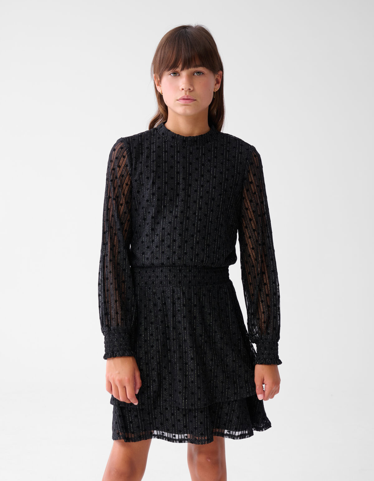 Glitter Mesh Jurk Zwart SHOEBY GIRLS