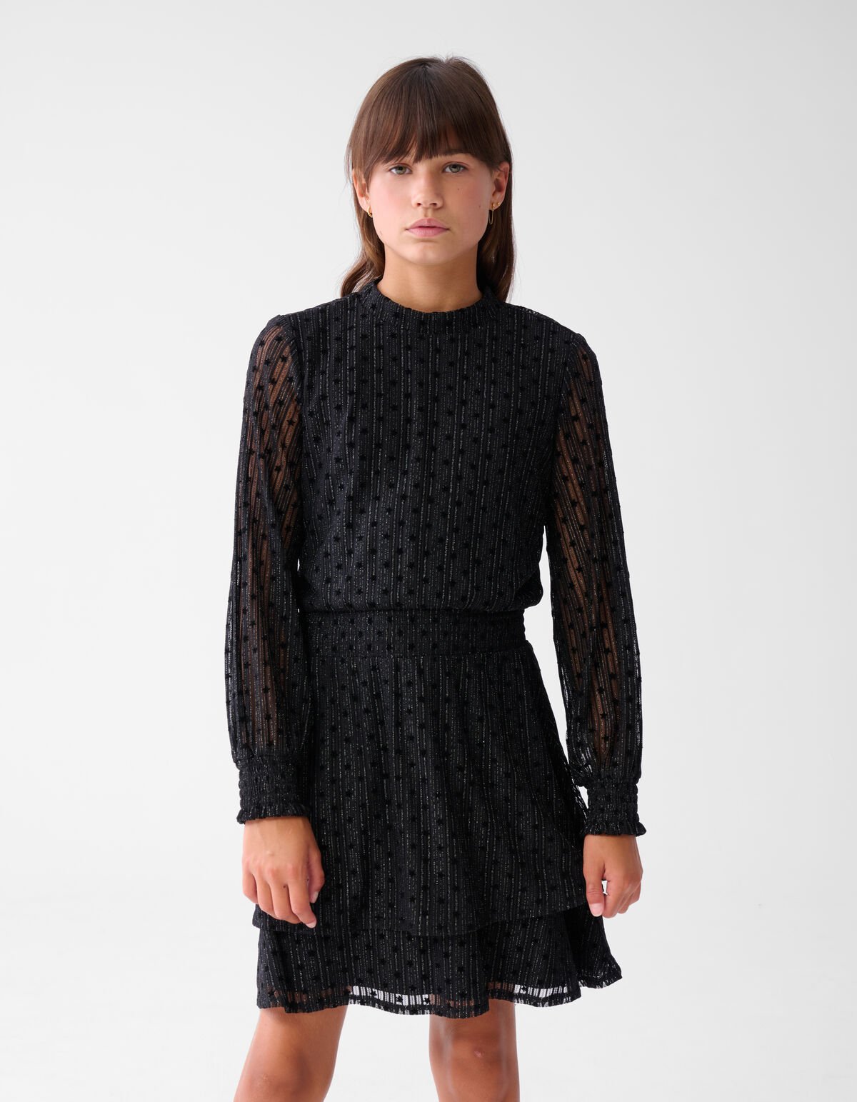 Glitter Mesh Jurk Zwart SHOEBY GIRLS