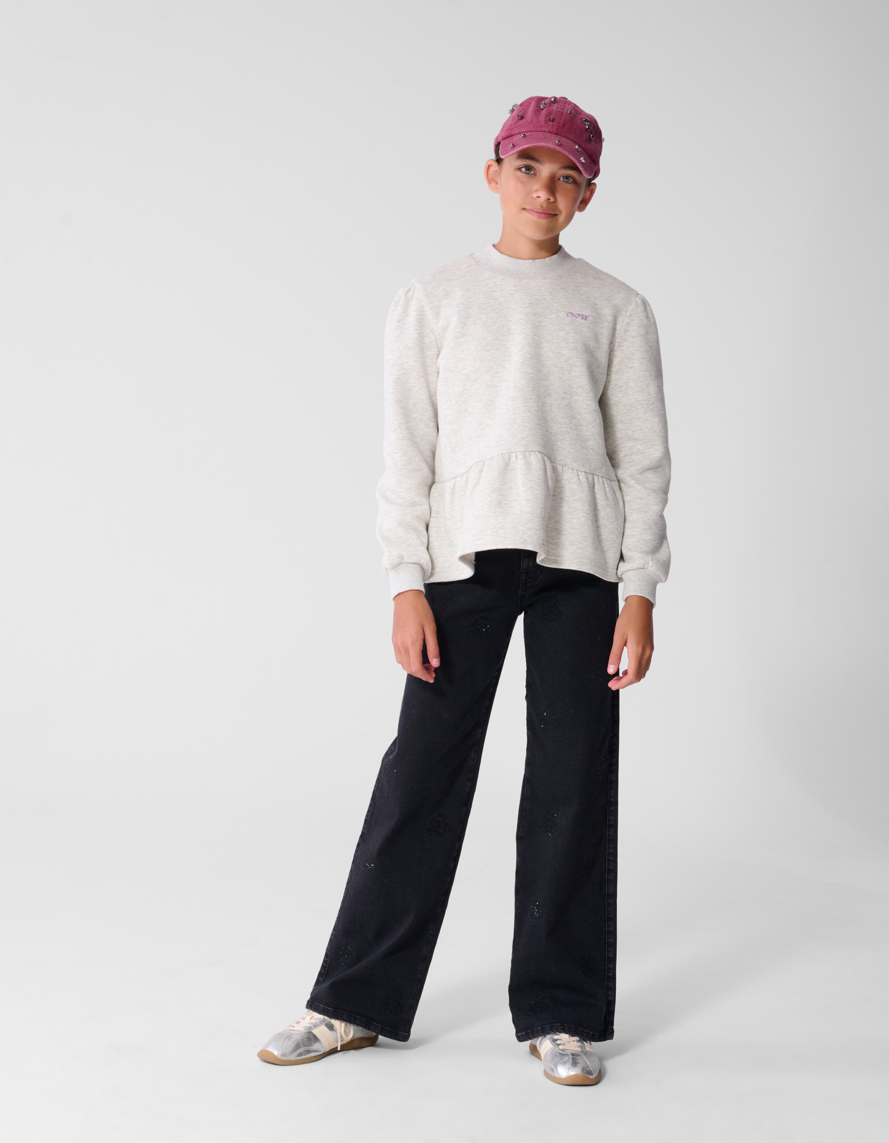 Shiny Wide Leg Fit Jeans Zwart SHOEBY GIRLS