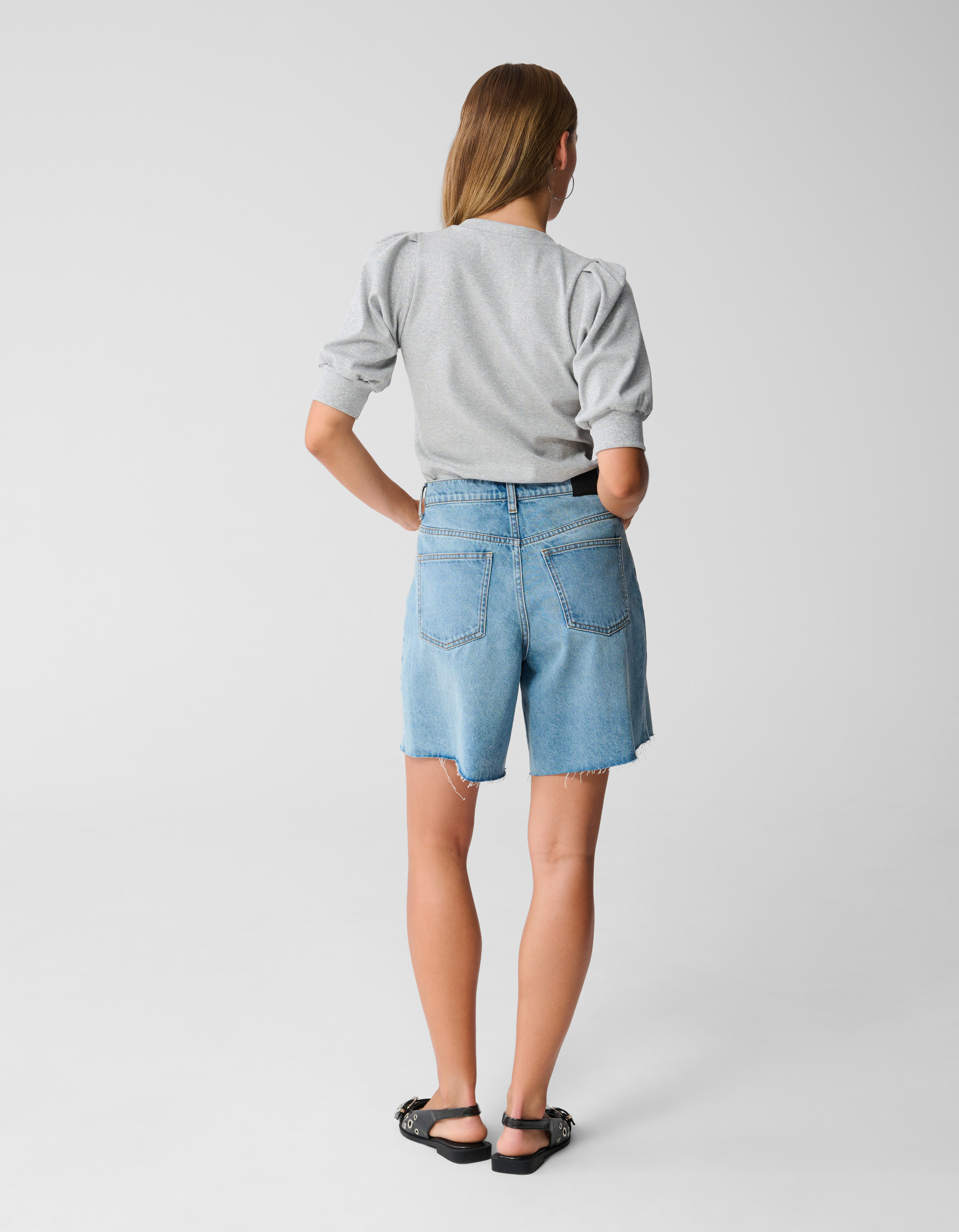 Puff V-hals Top Grijs SHOEBY WOMEN