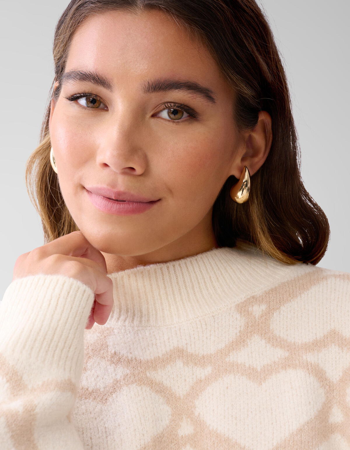 Heart Printed Dames Trui Gebroken Wit By Furmey SHOEBY WOMEN