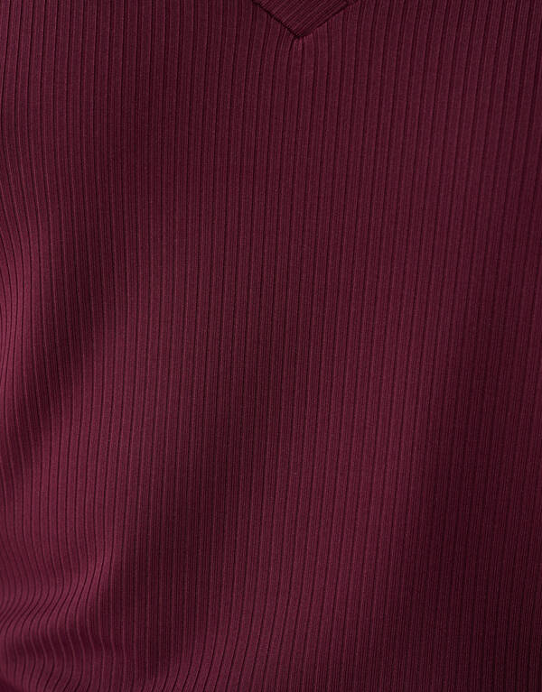 Ruffle Rib Top Donkerrood SHOEBY WOMEN